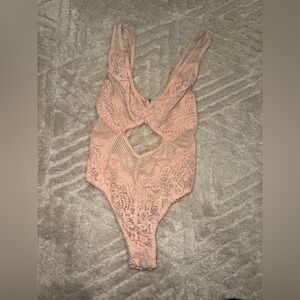 Victoria's Secret Lace Bodysuit in Soft Pink